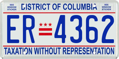 DC license plate ER4362