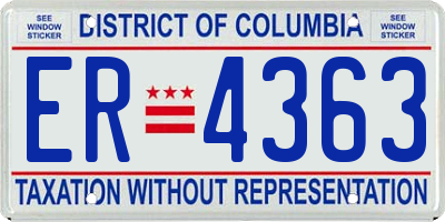 DC license plate ER4363