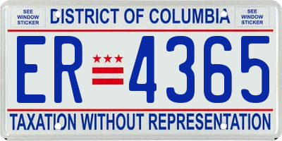 DC license plate ER4365