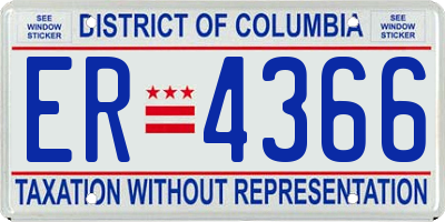 DC license plate ER4366