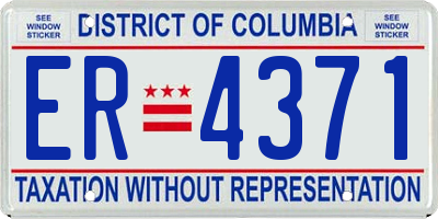 DC license plate ER4371