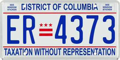DC license plate ER4373