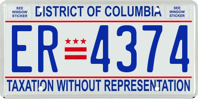 DC license plate ER4374