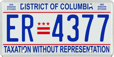 DC license plate ER4377