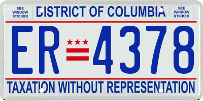 DC license plate ER4378