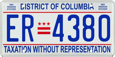 DC license plate ER4380
