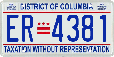 DC license plate ER4381