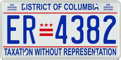 DC license plate ER4382
