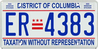 DC license plate ER4383