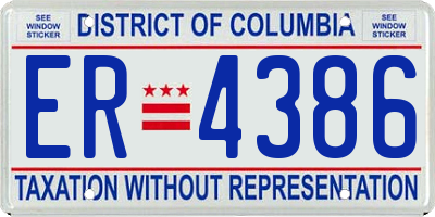 DC license plate ER4386