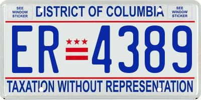 DC license plate ER4389