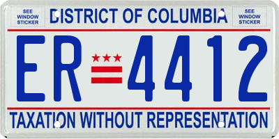 DC license plate ER4412