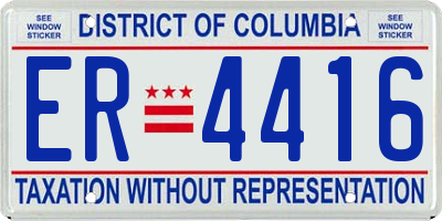 DC license plate ER4416