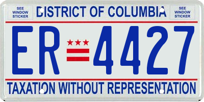 DC license plate ER4427