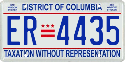DC license plate ER4435