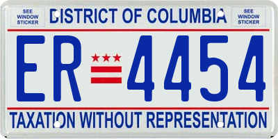 DC license plate ER4454