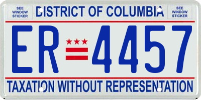 DC license plate ER4457