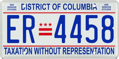 DC license plate ER4458