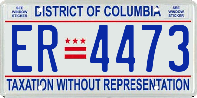 DC license plate ER4473