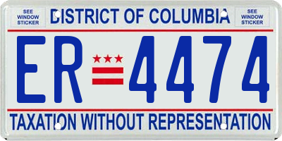 DC license plate ER4474