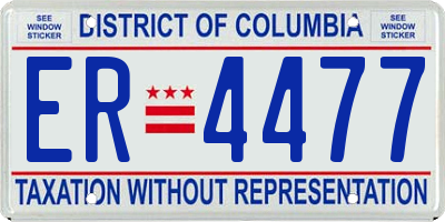 DC license plate ER4477
