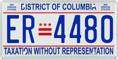 DC license plate ER4480
