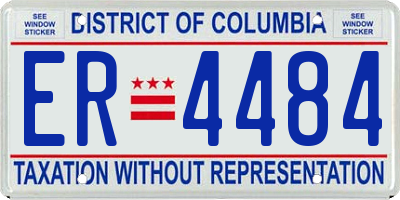 DC license plate ER4484