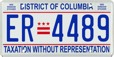 DC license plate ER4489