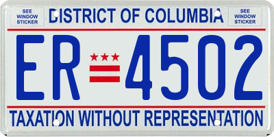 DC license plate ER4502