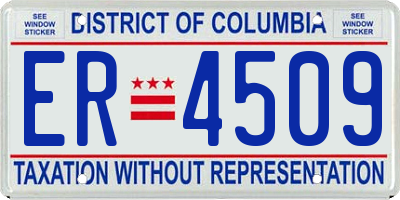 DC license plate ER4509