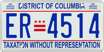 DC license plate ER4514