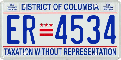 DC license plate ER4534