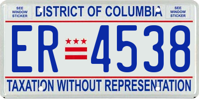 DC license plate ER4538