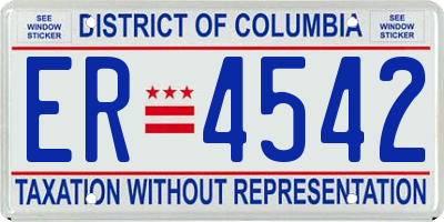 DC license plate ER4542