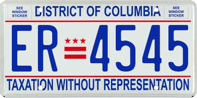 DC license plate ER4545