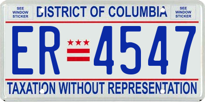 DC license plate ER4547