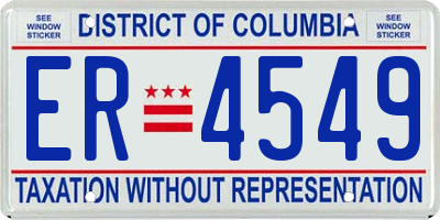 DC license plate ER4549