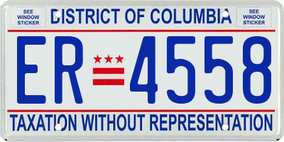 DC license plate ER4558