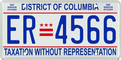 DC license plate ER4566