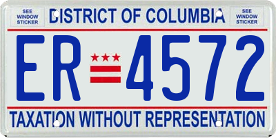 DC license plate ER4572