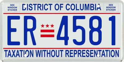DC license plate ER4581