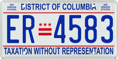 DC license plate ER4583
