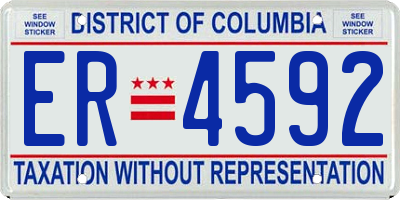 DC license plate ER4592