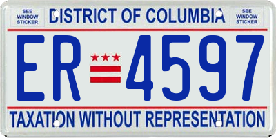DC license plate ER4597