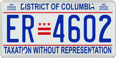 DC license plate ER4602