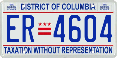 DC license plate ER4604