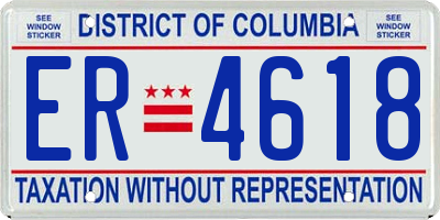 DC license plate ER4618