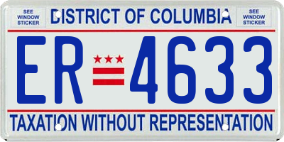 DC license plate ER4633
