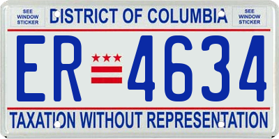 DC license plate ER4634