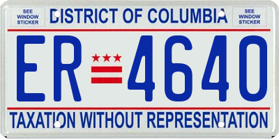 DC license plate ER4640